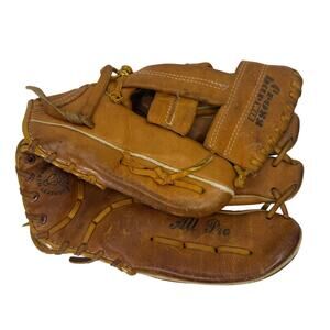 Vintage All Pro Cross Bar Web Leaguer Leather Youth Baseball Glove Mitt 9"